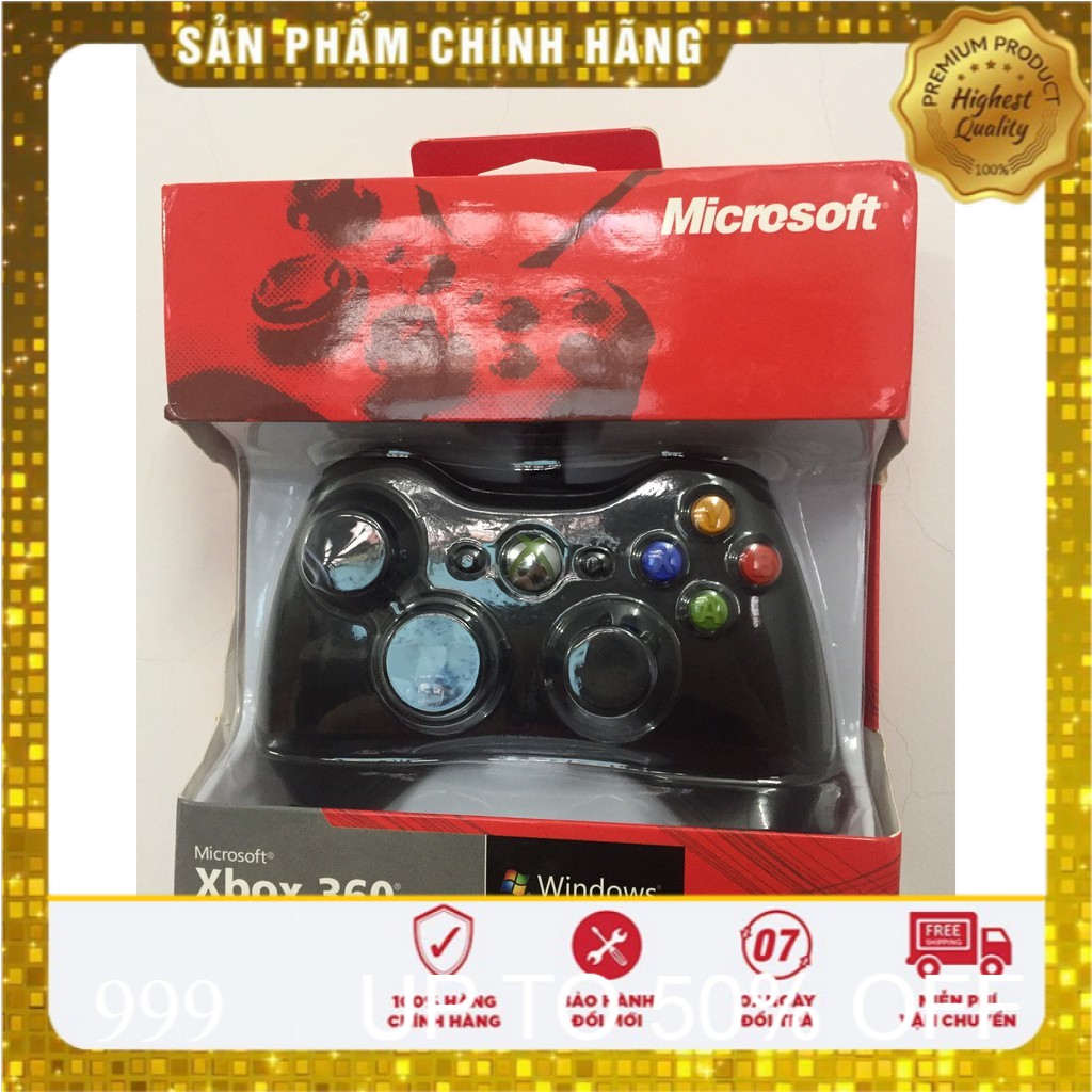 Tay cầm Chơi Game Microsoft Xbox 360 Full box Có Rung - Tay Cầm Có Dây Dùng Cho PC, Laptop chơi full skill FO4, FO3