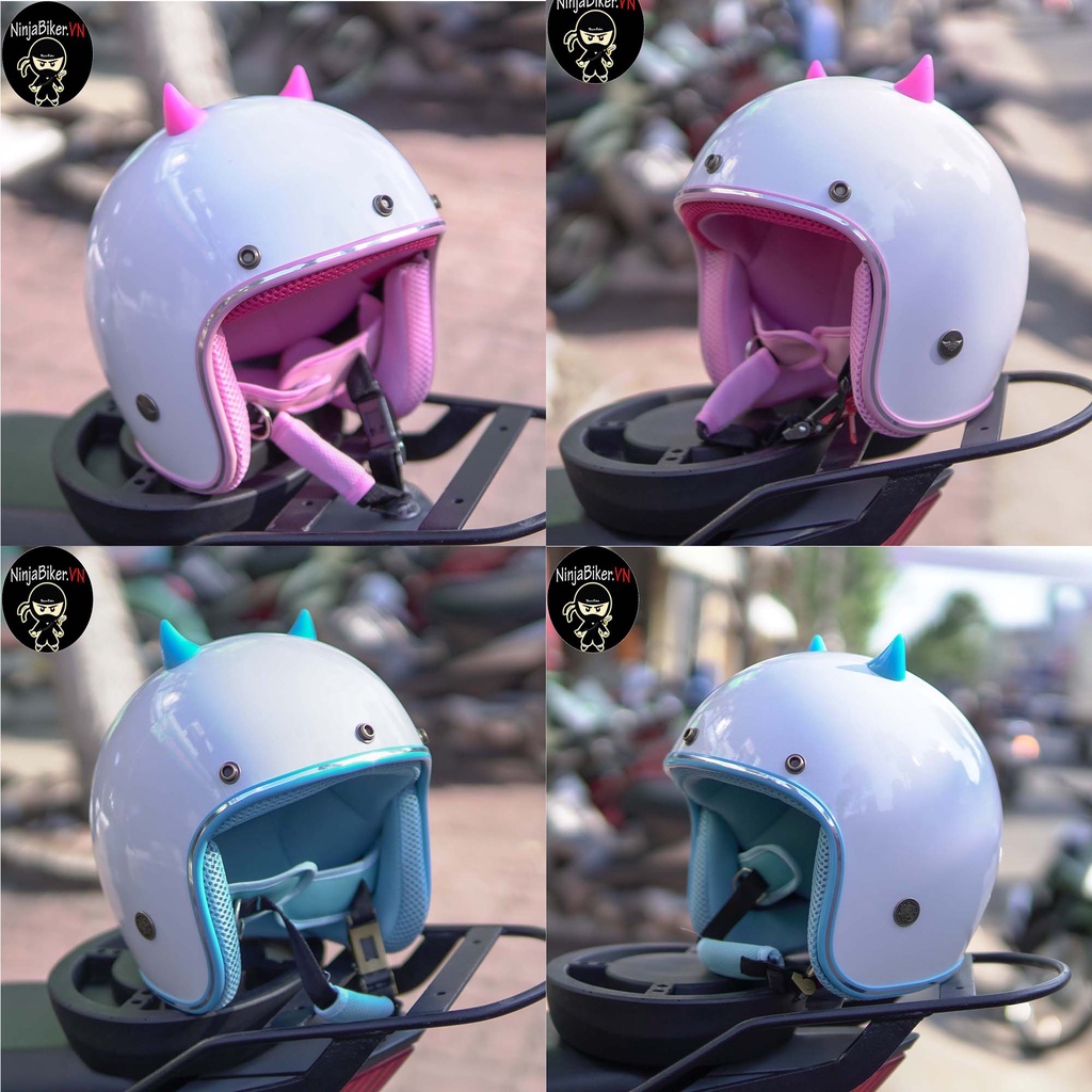 Nón bảo hiểm 3/4 NTMAX chính hãng tặng kèm phụ kiện sừng mini (sừng mini đỏ)