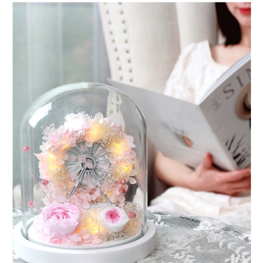 [ quà lưu niệm- cầu hôn ] HOA HỒNG VĨNH CỬU TẠO HÌNH BÁNH XE ĐU QUAY - CÓ ĐÈN