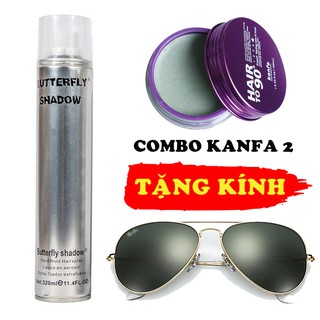 Rẻ nhất sáp vuốt tóc kanfa + gôm xịt butterfly 320ml + kính hoặc lược