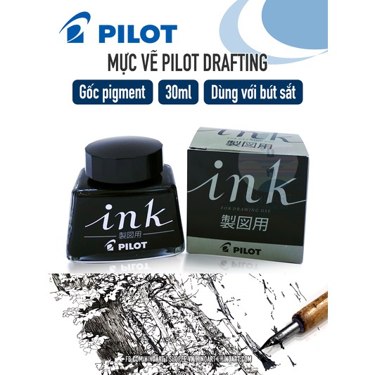 Mực vẽ manga Pilot Drafting Ink - Đen (Black) - 30ml/350ml