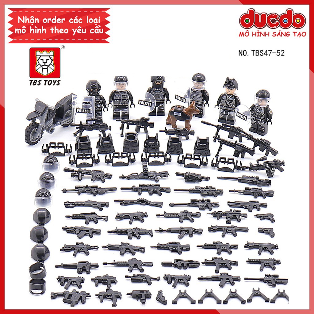 Biệt đội 6 lính cảnh sát SWAT trang bị tối tân nhất - Đồ chơi Lắp ghép Xếp hình Mini Minifigures Army TBS 47-52 Mô hình