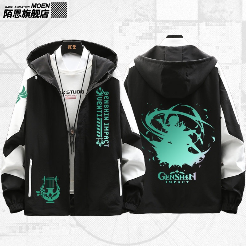 Áo Khoác Hoodie In Hình Game Barbatos Venti Genshin Impact Game Aeolus 2D Thời Trang Unisex