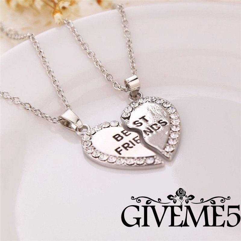 Dây chuyền tình bạn mặt trái tim đôi khắc chữ Best Friend Forever đính đá
