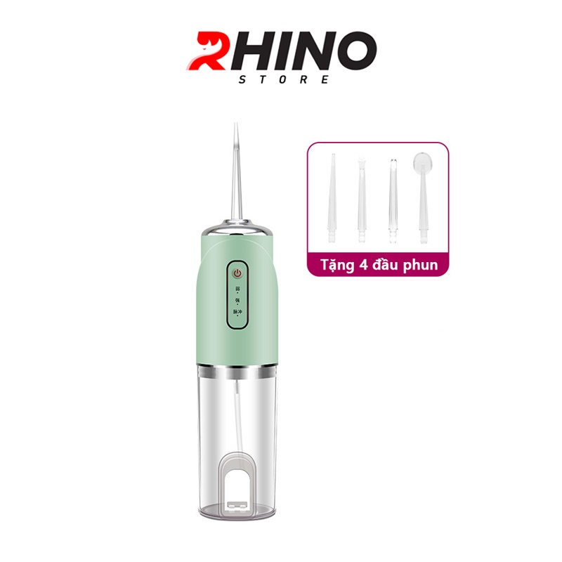 Máy tăm nước rửa răng thông minh Rhino T101 220ml 3 chế độ chăm sóc răng miệng cầm tay, có thể sạc