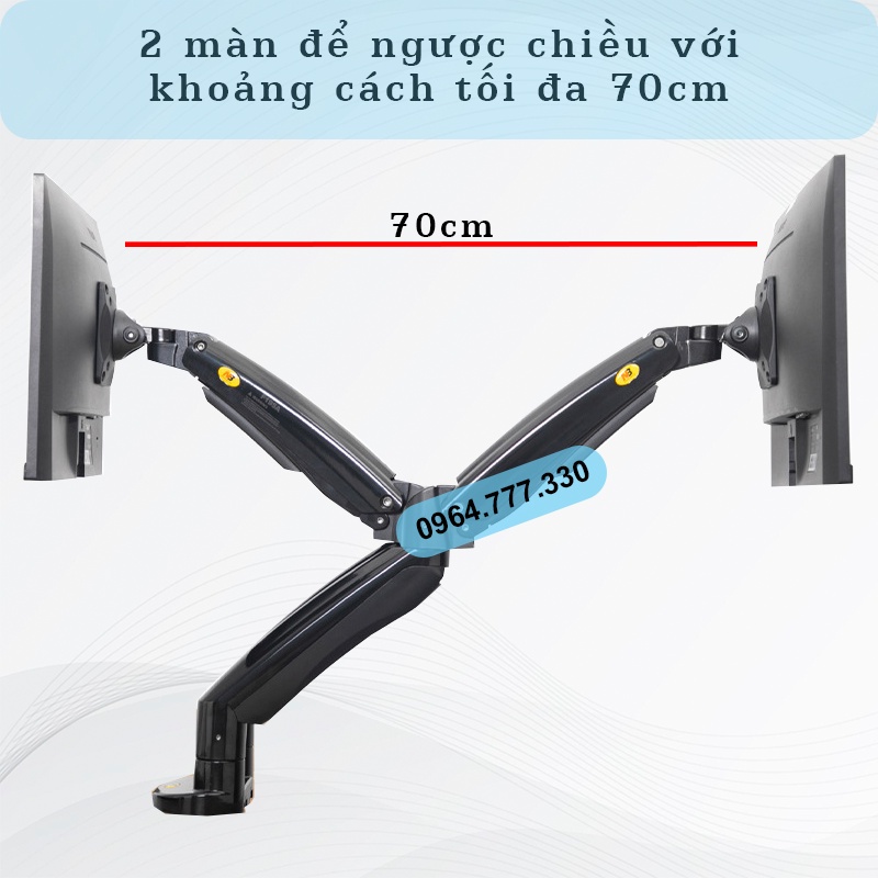 F195A Giá treo 2 màn hình máy tính NB #Tay treo 2 màn hình đa năng #Xoay 360 độ (màn hình 17-32 inch) NorthBayou