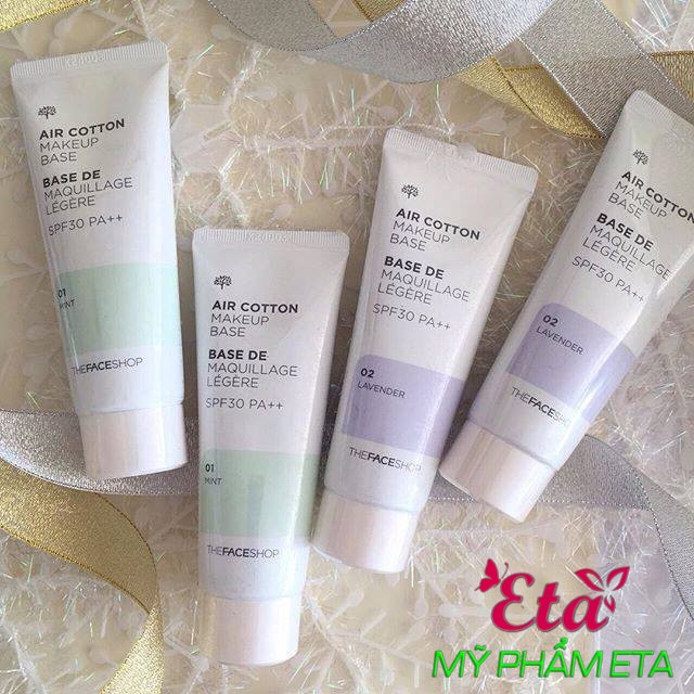 Kem lót kiềm dầu và hiệu chỉnh tông da The Face Shop Air Cotton Makeup Base SPF30 PA++ TFS 40ml | BigBuy360 - bigbuy360.vn
