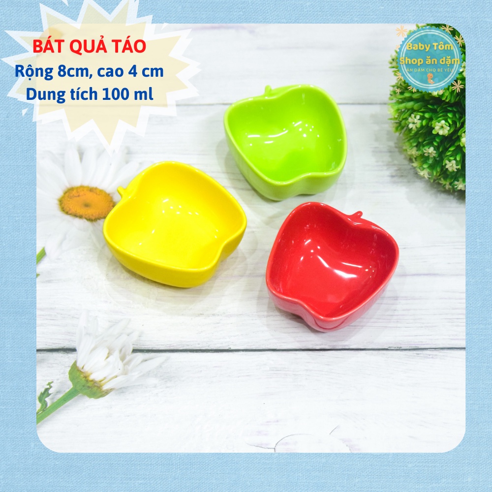 Bát ăn dặm gốm sứ nhỏ hình quả Táo dung tích 100ml,NPP Baby Tôm