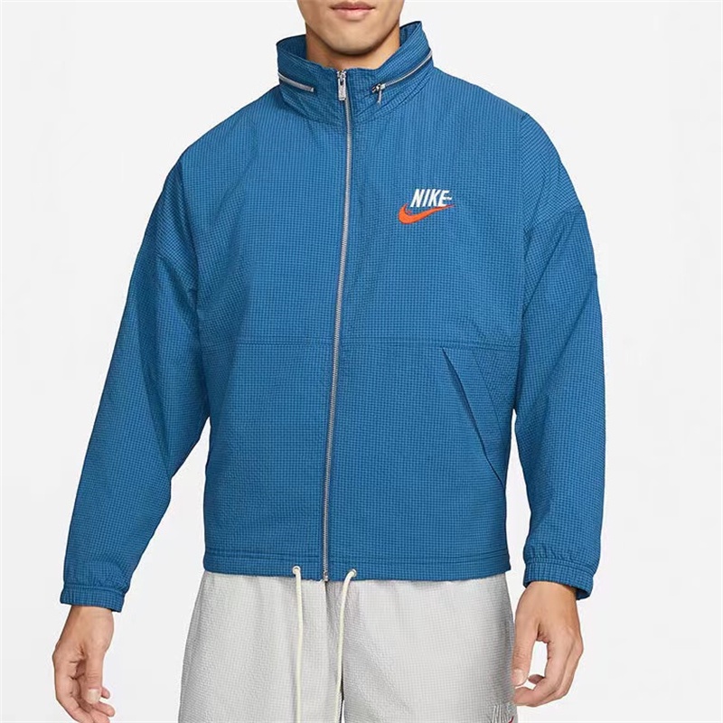 Áo Khoác Bomber Màu Trơn Thêu Logo NK Phối Khóa Kéo Thời Trang Cho Nam Và Nữ