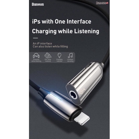 Jack chuyển đổi tai nghe có míc 3in1 hỗ trợ sạc nhanh Baseus L55/L56/L52 chính hãng
