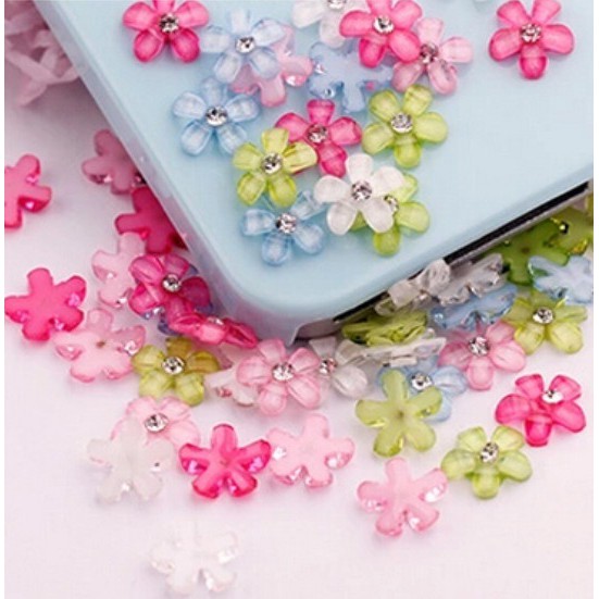 Set 20 phụ kiện hoa nhựa 10mm đính trang trí móng nghệ thuật