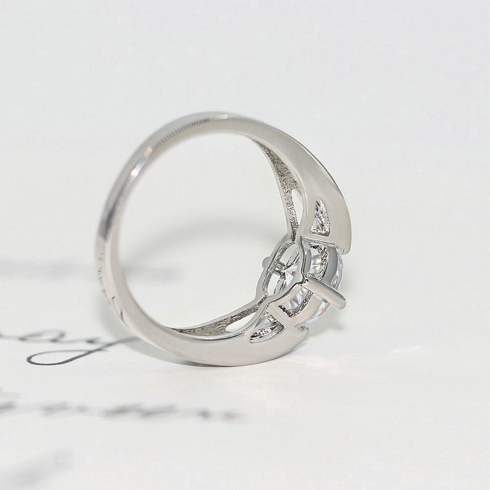ZHOUYANG cưới Nhẫn Đối với phụ nữ đơn giản cổ điển Cubic Zirconia Bạc Màu Engagement ngón đeo nhẫn quà tặng trang sức R546