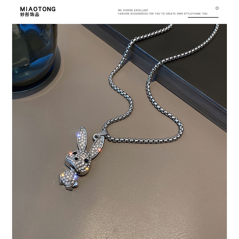 Vòng cổ dây chuyền nữ hình thỏ đính đá Kuu Clothes màu bạc Titan đẹp phụ kiện thời trang - Vòng Cổ Boty