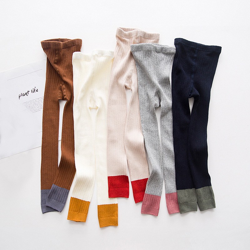 Quần legging len tăm phối gấu Quần tất len bé gái quần dài cho bé cực đẹp
