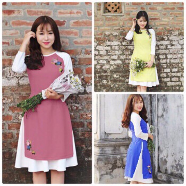 Sét Áo Dài Cách Tân Kèm Chân Váy Siêu Hot