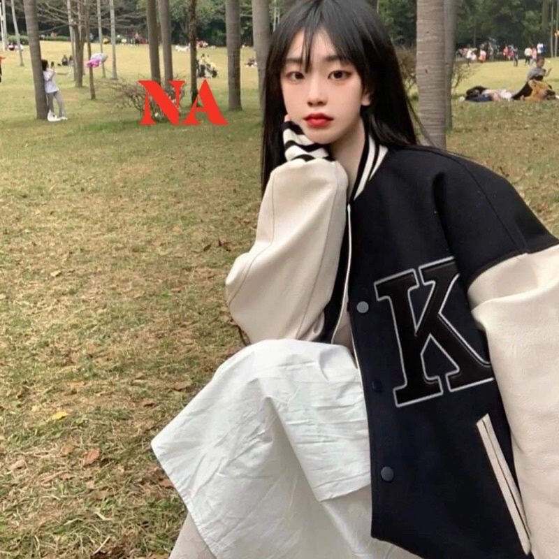 Áo khoác bomber tay trắng chữ K to CH12