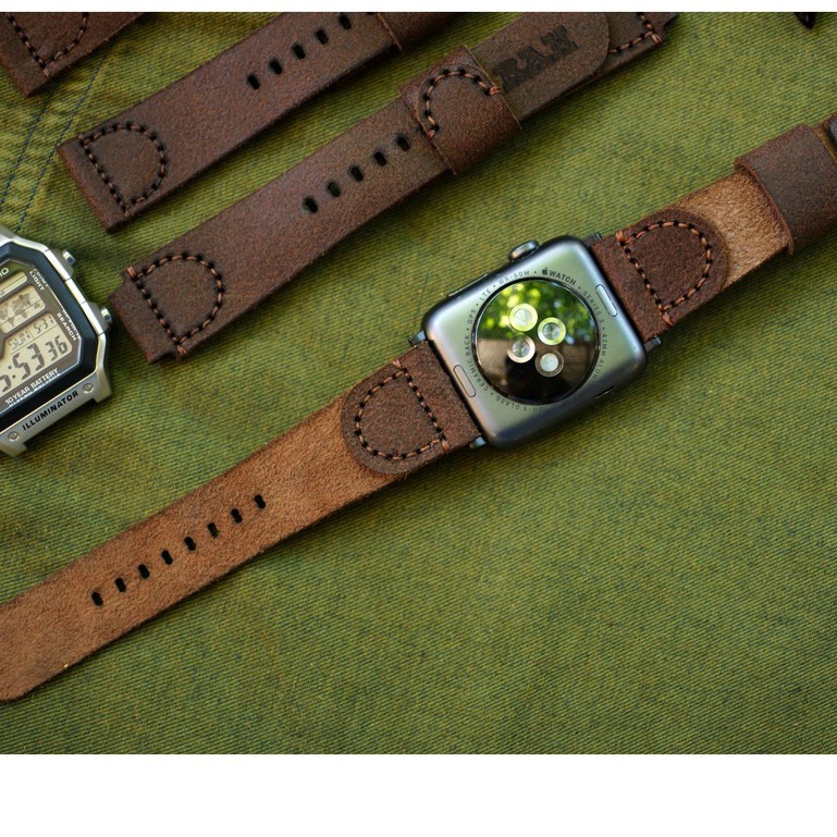 Dây đồng hồ Apple Watch , Iwatch , Iphone Watch Da Bò RAM Leather Simple Mài Nhám  Bền Đẹp