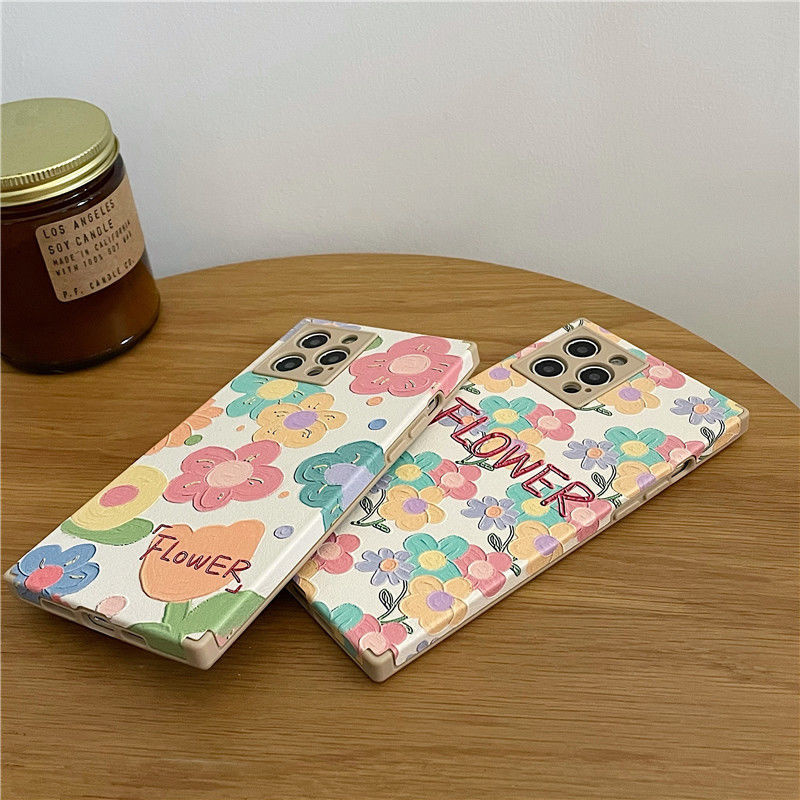 Ốp điện thoại silicone viền thẳng in họa tiết hoa thích hợp cho IPHONE 7 8 PLUS SE X XS XR XS MAX 11 11 PRO 11 PRO MAX