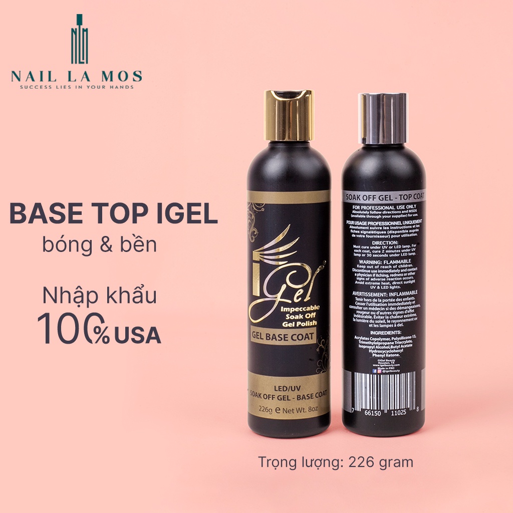 Base top Igel nhập khẩu Mỹ chính hãng  - Sơn gel liên kết và top phủ bóng, size lớn tiết kiệm