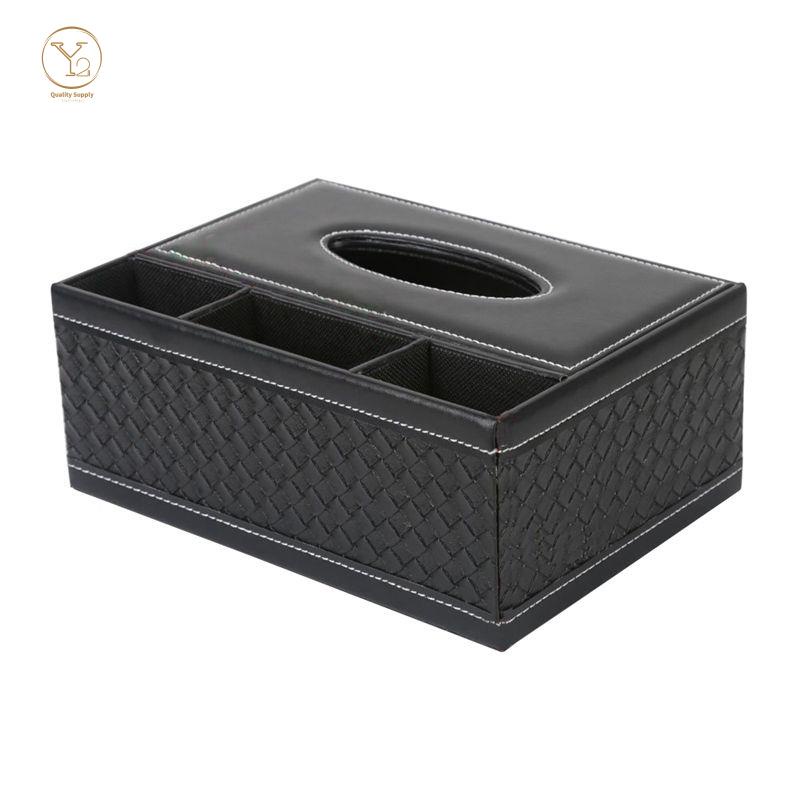Hộp Đựng Bút Điều Khiển Từ Xa Đa Năng Bằng Da PU Màu Đen 2 Ngăn