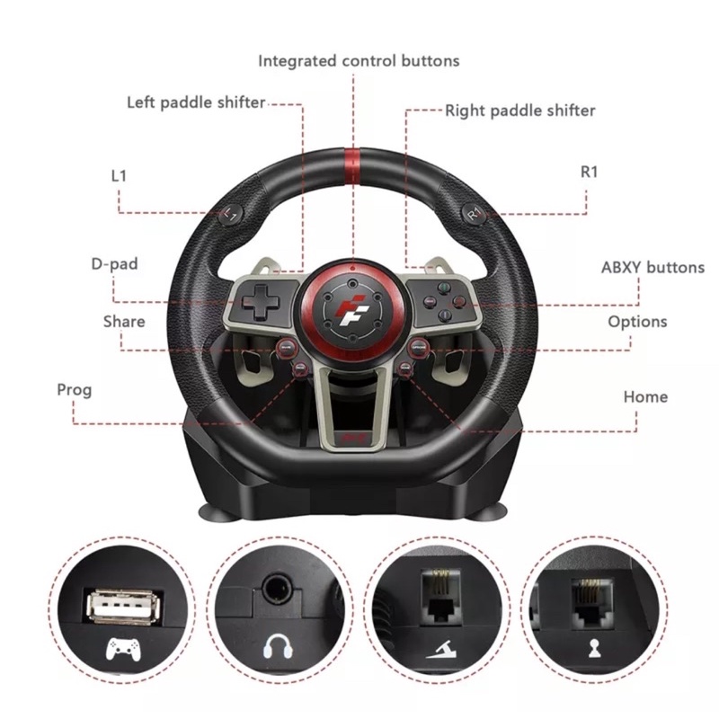 Vô lăng chơi game Suzuka ES900R chơi game ets2, city car, đua xe hỗ trợ ps4 , pc