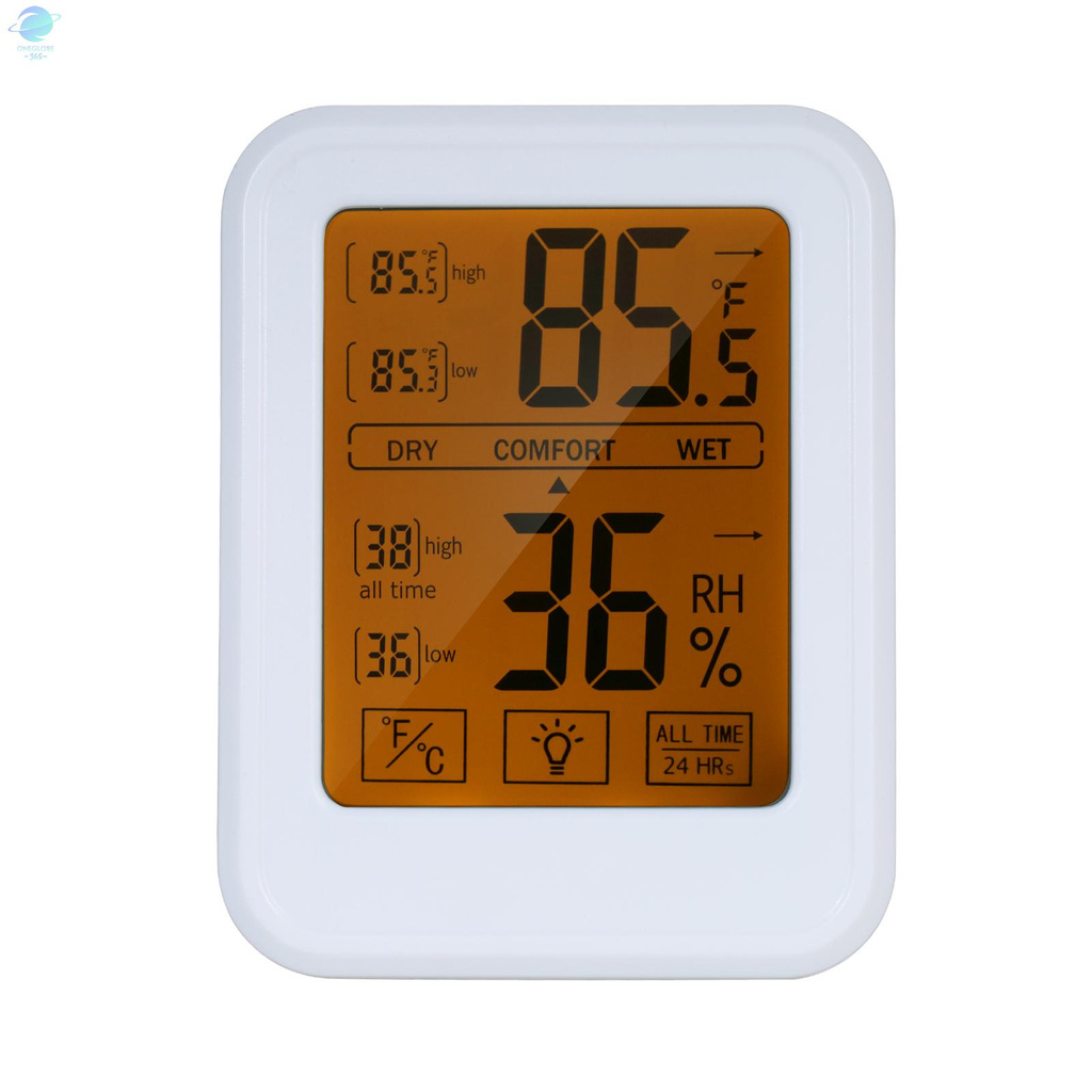 O&G High Precision Thermometer Hygrometer Digital Thermo-Hygrometer with Touch-Screen Wall Mounted Weather Station with Backlight ℃/℉ Switchable All-Time/24-Hour Maximum Minimum Temperature Humidity Comfort Reminder Function