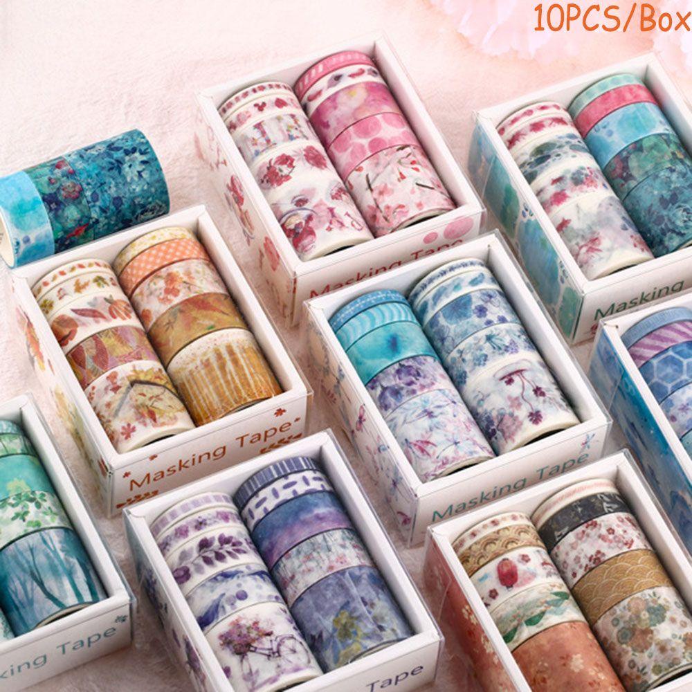 Bộ 10 Cuộn Băng Keo Giấy Dán Trang Trí Họa Tiết Khu Rừng Đại Dương Thời Trang