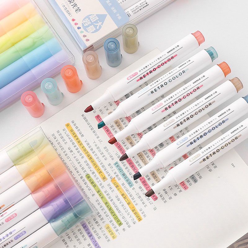 Bút dạ quang highlight pastel nhiều màu dùng để đánh dấu