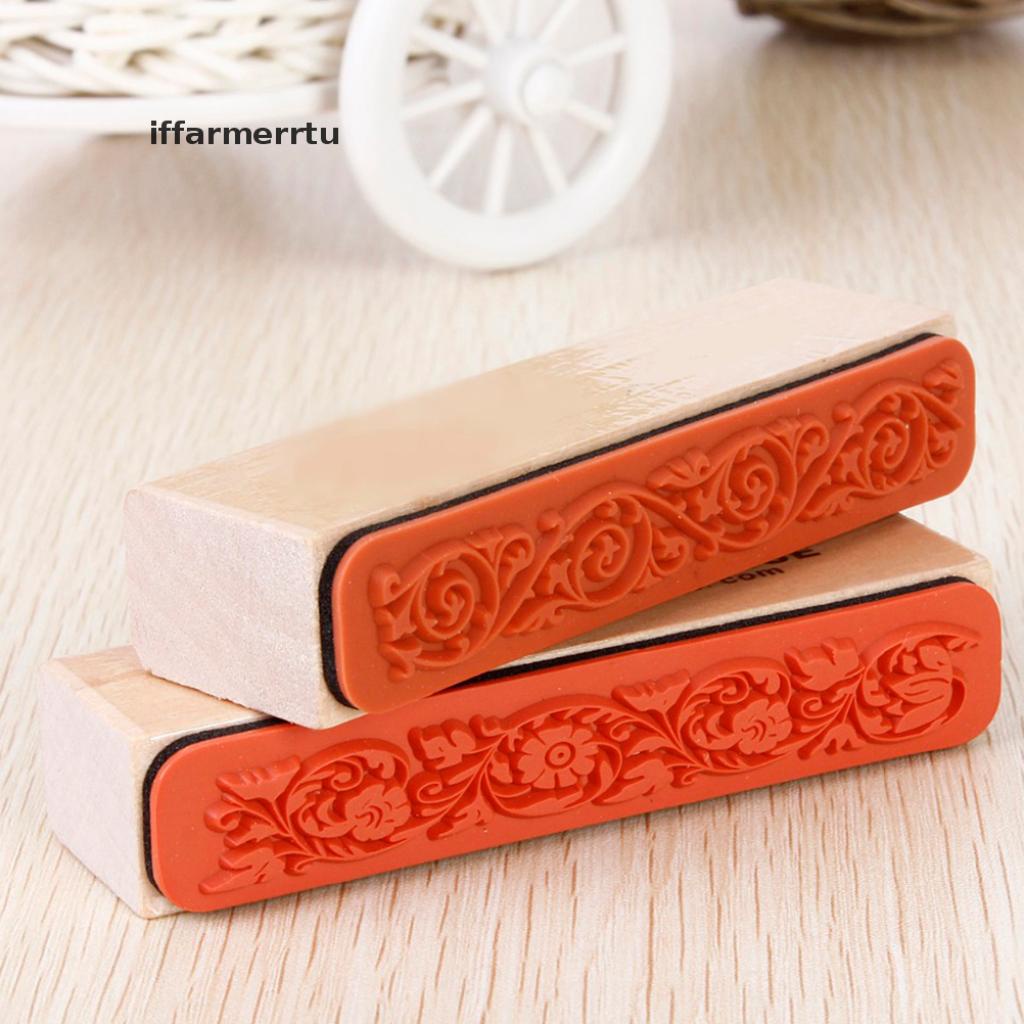 {iffarmerrtu} NEW Wooden Rubber Flower Lace Stamp Floral Seal Scrapbook Handwrite Wedding Craft For Decoration hye