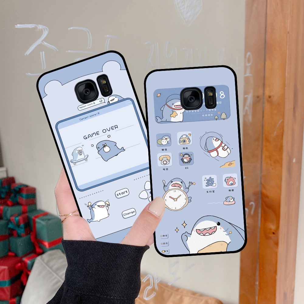 Ốp lưng Samsung S6 / S6 Edge / S7 / S7 Edge / Note 5 / Note FE  in hình nền cá mập đáng yêu giá rẻ