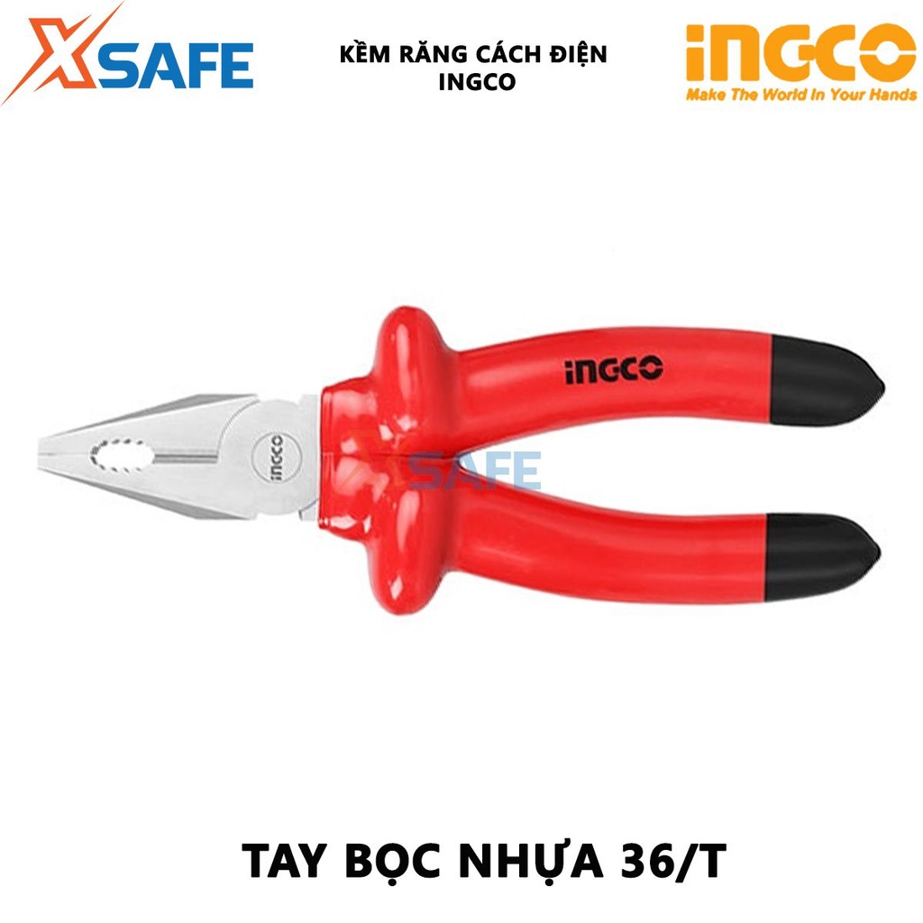 Kìm răng cách điện INGCO 2 kích thước 7&quot;/8&quot; Tay cầm bọc nhựa chuyên dụng và cách điện 1000V - [XSAFE]