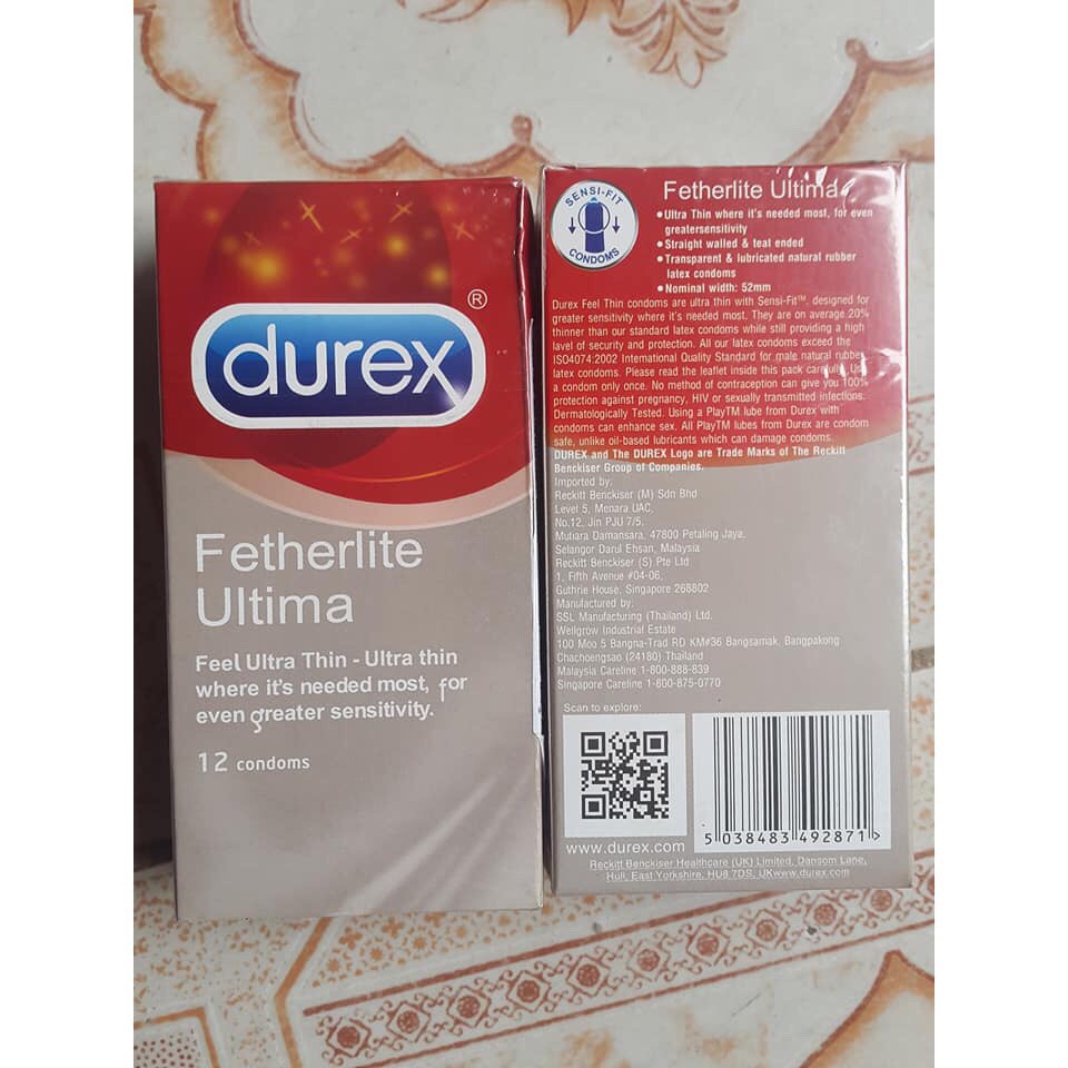 Bao Cao Su Durex Fetherlite Ultima Siêu Mỏng 💖 Hộp 12 Bao 😍 An Toàn Cho Sức Khỏe [HÀNG CHÍNH HÃNG]