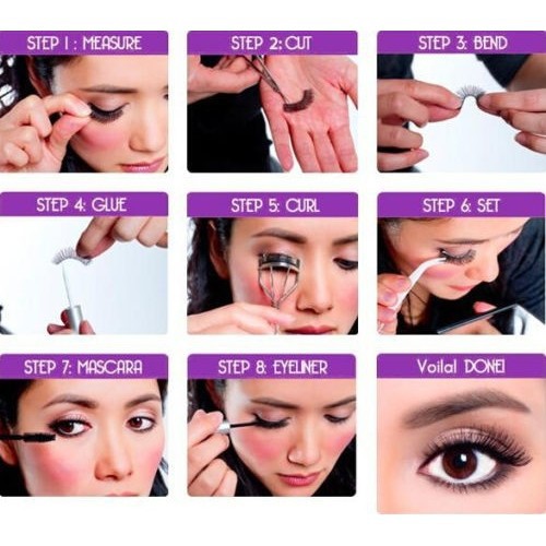 Bộ 10 cặp lông mi giả dày dặn kiểu đan chéo dáng dài màu đen trang điểm dự tiệc Qipin