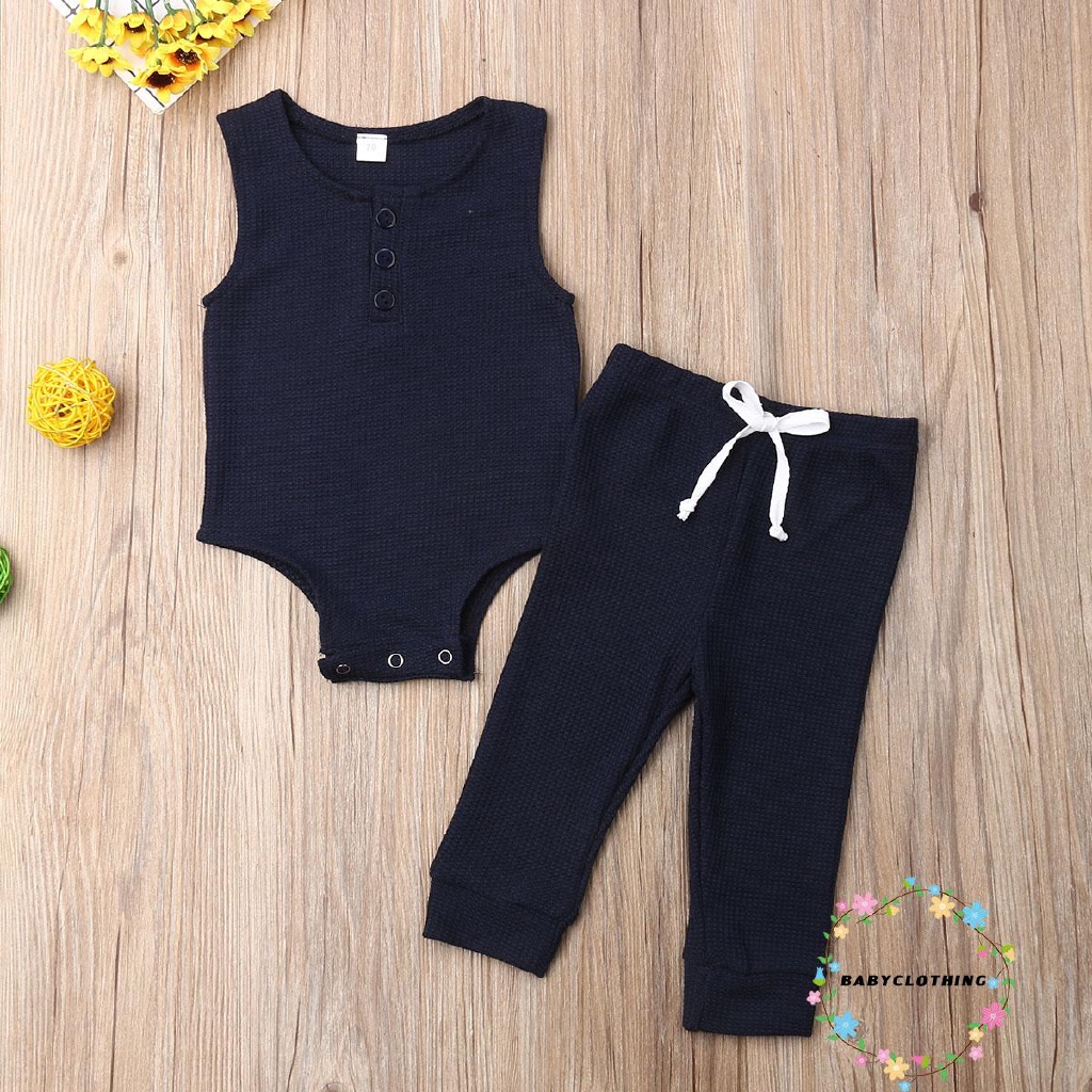 Set Bodysuit không tay + quần dài xinh xắn dành cho bé trai và gái