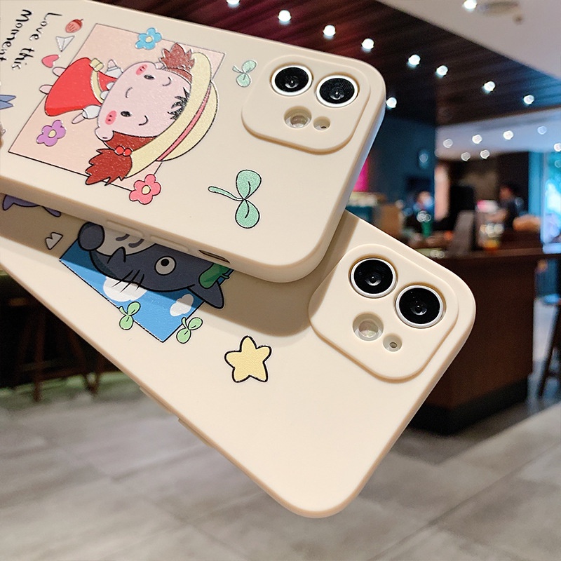 Ốp lưng iphone vuông cạnh ốp iphone 11 pro max hoạt hình Nhật Bản anime TOTORO 6/6plus/7plus/8/x/xsmax/12promax/11 e85