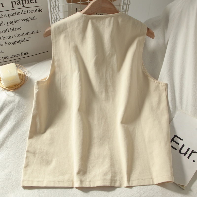 Áo vest kaki không tay nhiều túi phiên bản Hàn Quốc lỏng lẻo và giản dị
