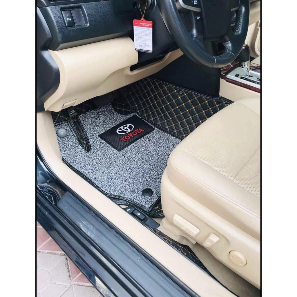 Thảm lót sàn ô tô da ô vuông pu cho Toyota Camry 2019 - 2021 kèm thảm rối chống bẩn cao cấp