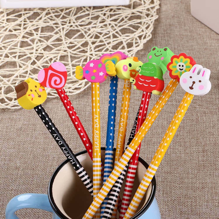 Bút Chì - Tẩy Gôm - Thước 15cm Siêu Cute - Đồ Dùng Học Tập Giá Rẻ