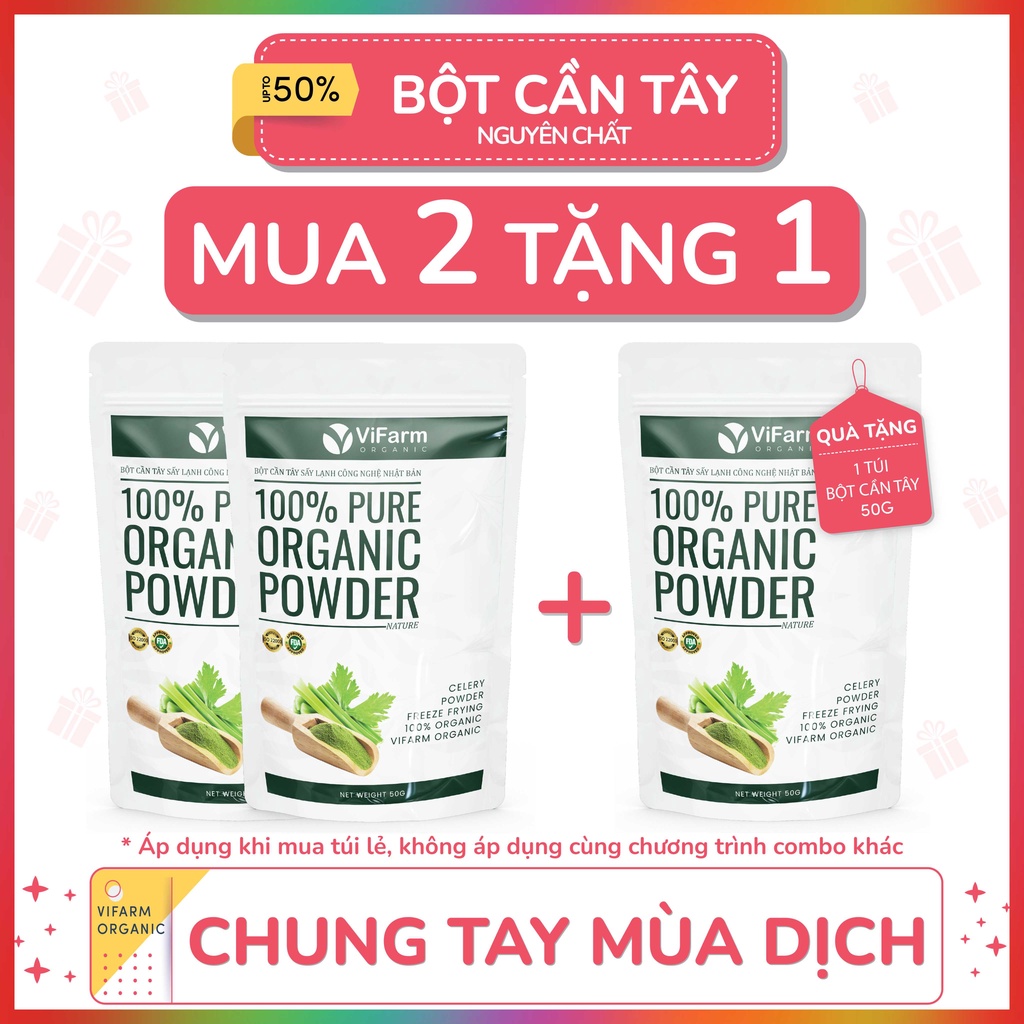 Bột Cần Tây Sấy Lạnh ViFarm 50Gram Nguyên Chất 100%, Bột Cần Tây Giảm Cân Tự Nhiên, Thanh Nhiệt, Giải Độc, Làm Đẹp Da