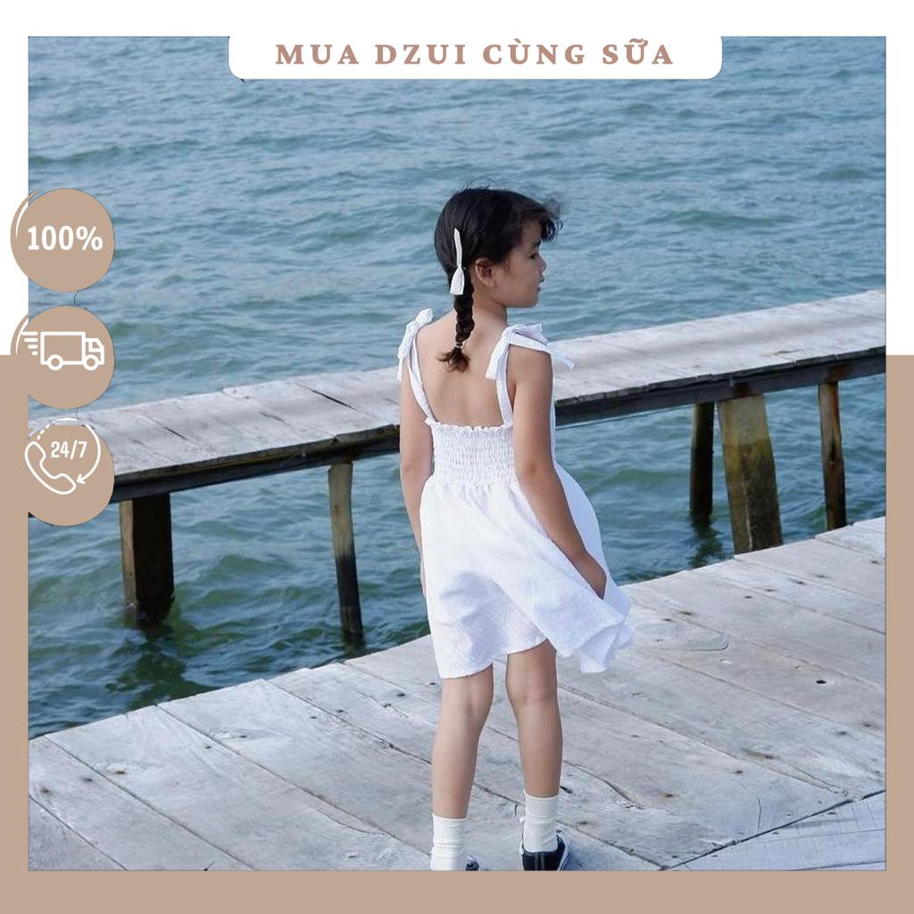 Đầm / váy 2 dây cổ tim có cột dây màu trắng, đen   - hàng thiết kế mẹ & bé  d-84