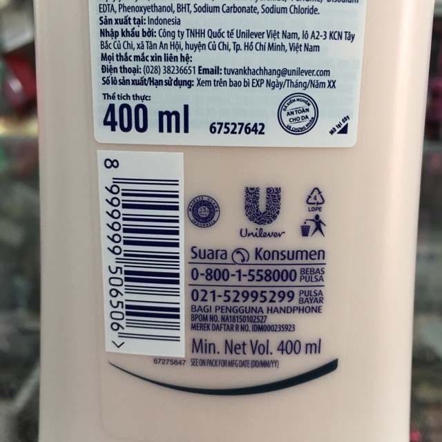 Sữa dưỡng thể Vaseline Chống nắng toàn thân SPF24 PA++ chai 400ml