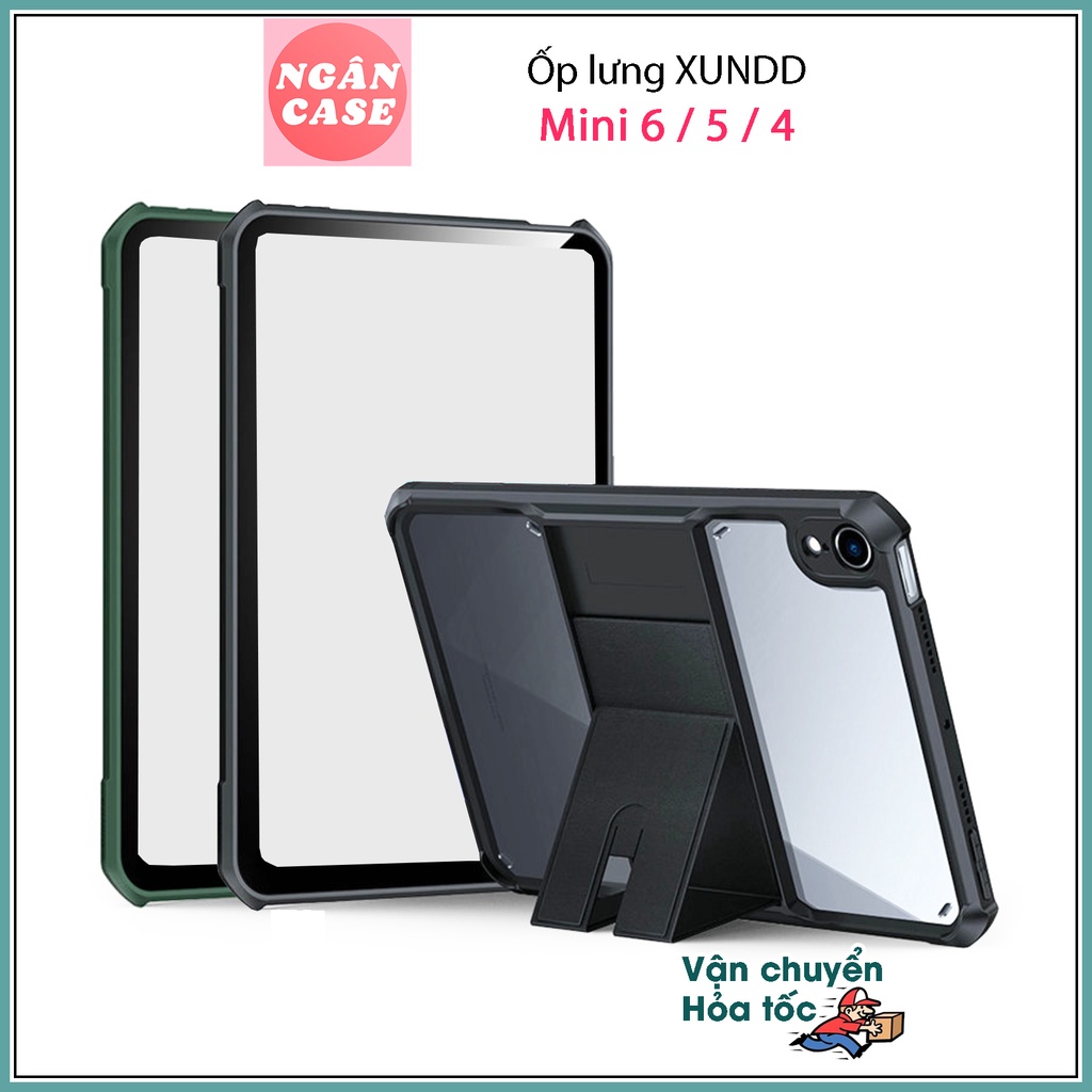 Ốp lưng iPad Mini 6 / 5 / 4, Chính hãng XUNDD, Chống shock, Mặt lưng trong suốt, Viền TPU, CÓ CHÂN ĐỨNG