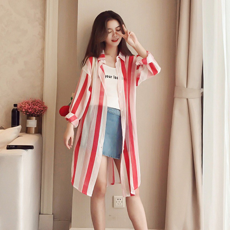 FREESHIP ĐƠN 99K_ Áo Sơ Mi Kẻ Sọc Dáng Rộng Thời Trang Cho Nữ | BigBuy360 - bigbuy360.vn
