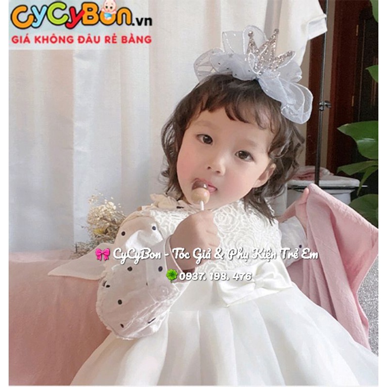 Cài Tóc Bờm Tóc Vương Miện Màu Bạc Vải Ngôi Sao - Kiểu Nơ To Bản Siêu Hot - Diện Đầm Công Chúa Cực Xinh Luôn Ạ !