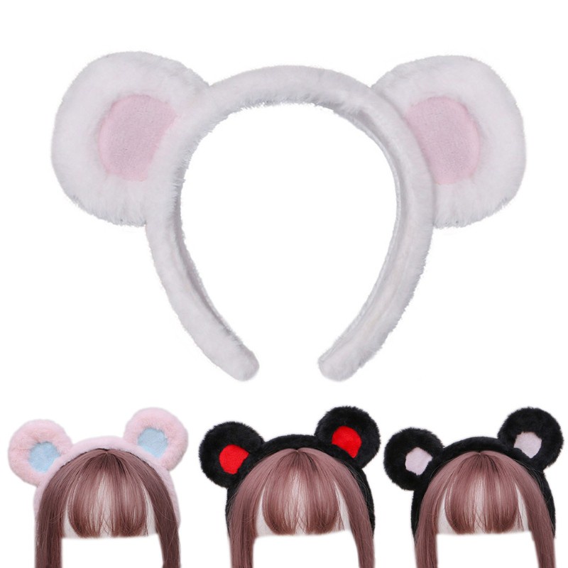 Băng Đô Cài Tóc Hình Tai Gấu Bằng Lông Màu Sắc Tương Phản Dễ Thương Cho Nữ | BigBuy360 - bigbuy360.vn