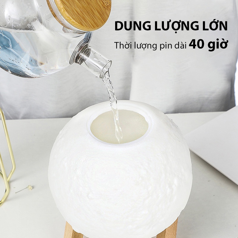 Máy phun sương tạo ẩm mặt trăng tròn khuếch tán tinh dầu đèn ngủ 3 màu dung tích lớn 880ml - MPS06