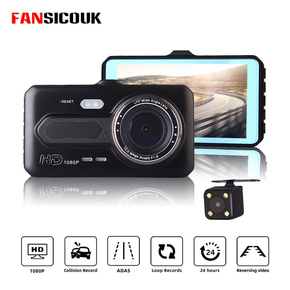 Camera hành trình ô tô Ống kính kép 4 inch Dual Lens DVR 1080pr  trước sau - tích hợp màn hình cảm ứng PHIÊN BẢN MỚI