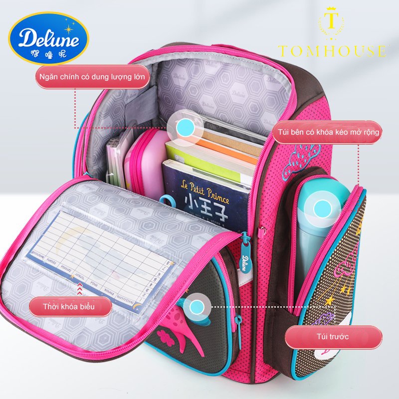 Cặp chống gù Delune- Balo cho bé gái lớp 1-4