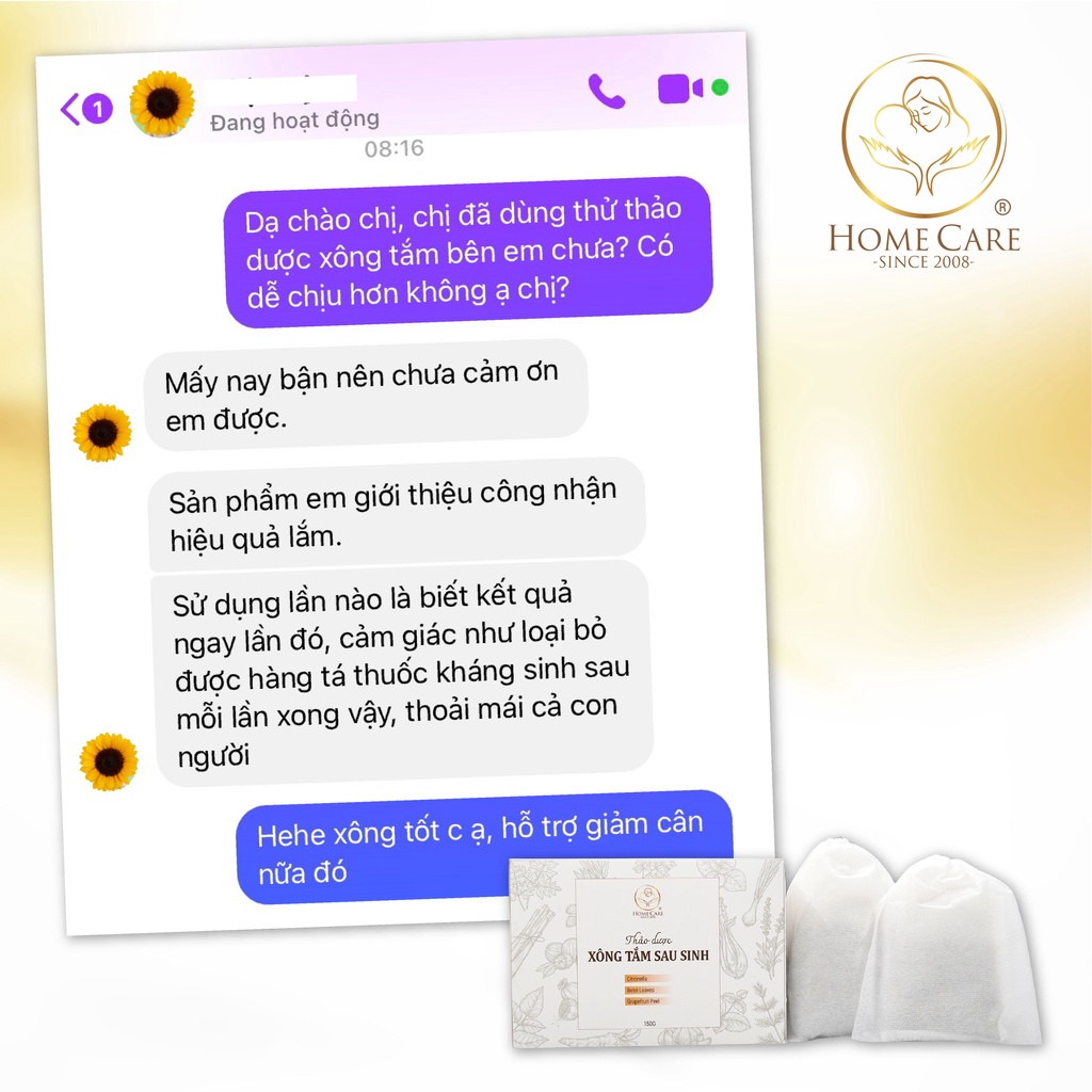 Thảo mộc xông tắm sau sinh Home Care giúp thư giãn, thải độc tố cho mẹ sau sinh từ 100% thảo dược tự nhiên