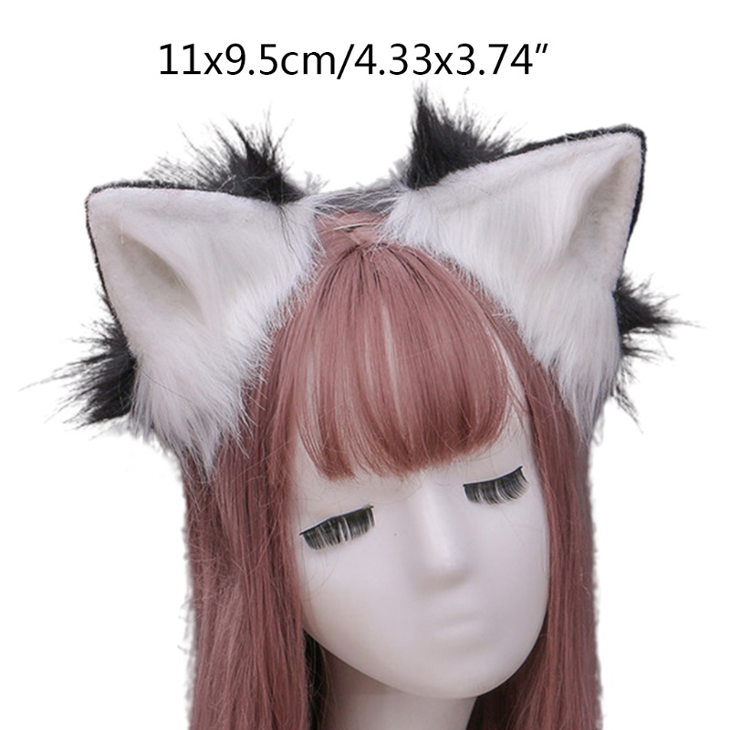 Băng Đô Tai Sói Phối Lông Màu Sắc Tương Phản Phong Cách Lolita